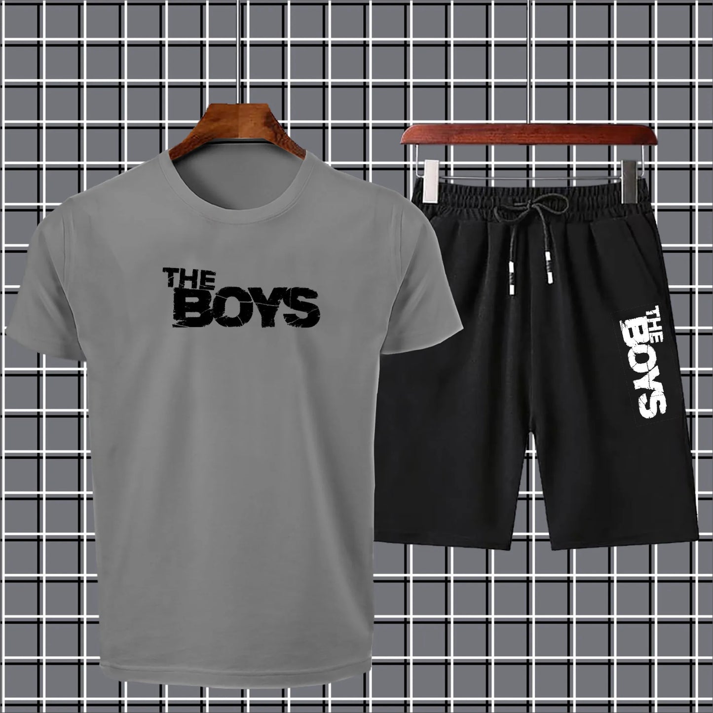 The boys printed tshirt+trouser tracksuit for men&boys-black