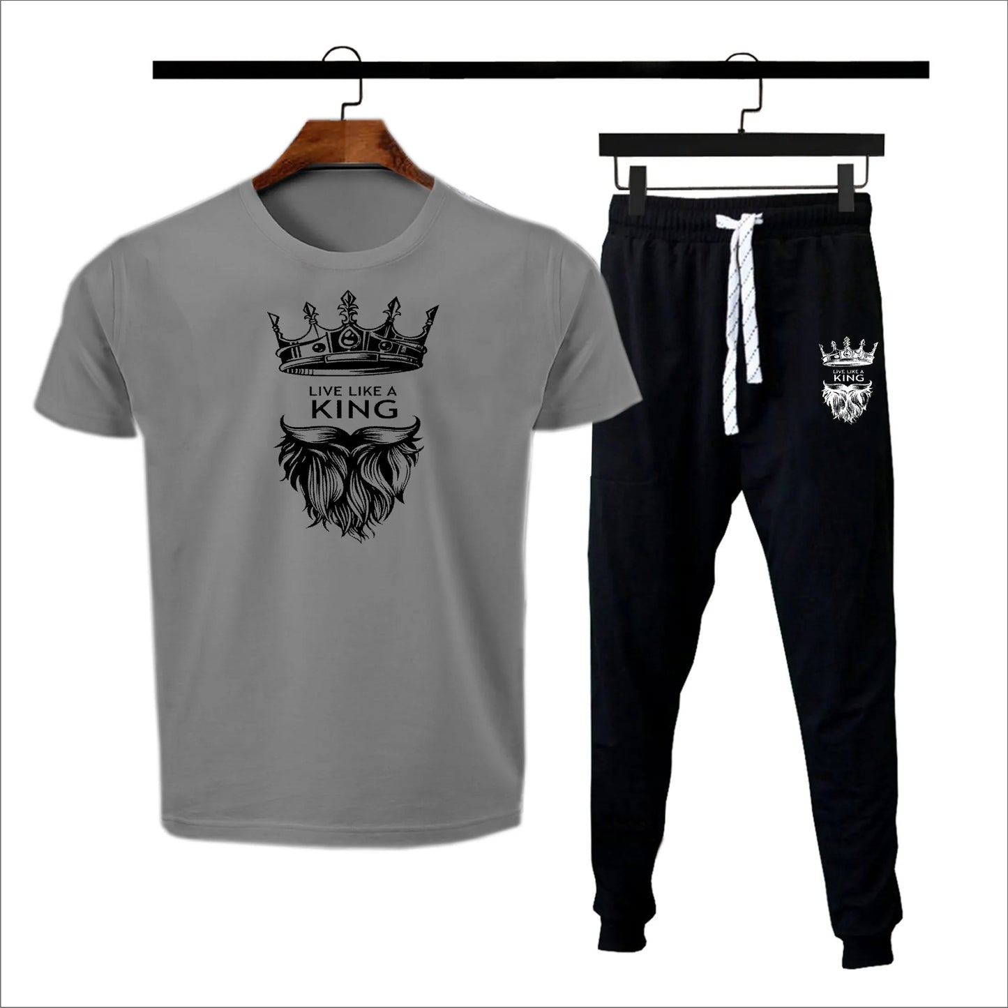 king printed summer trackuit trouser & t-shirt for men and boys