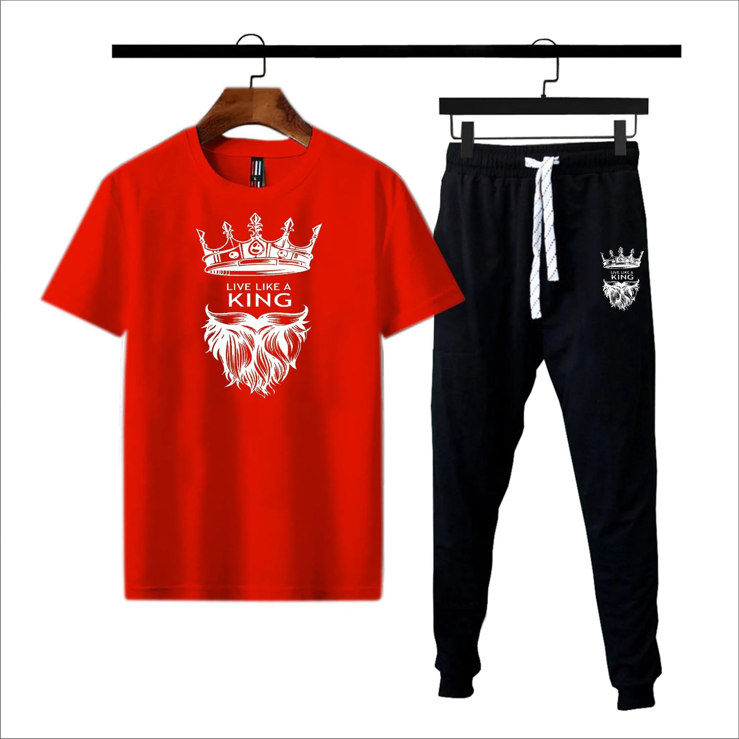 king printed summer trackuit trouser & t-shirt for men and boys