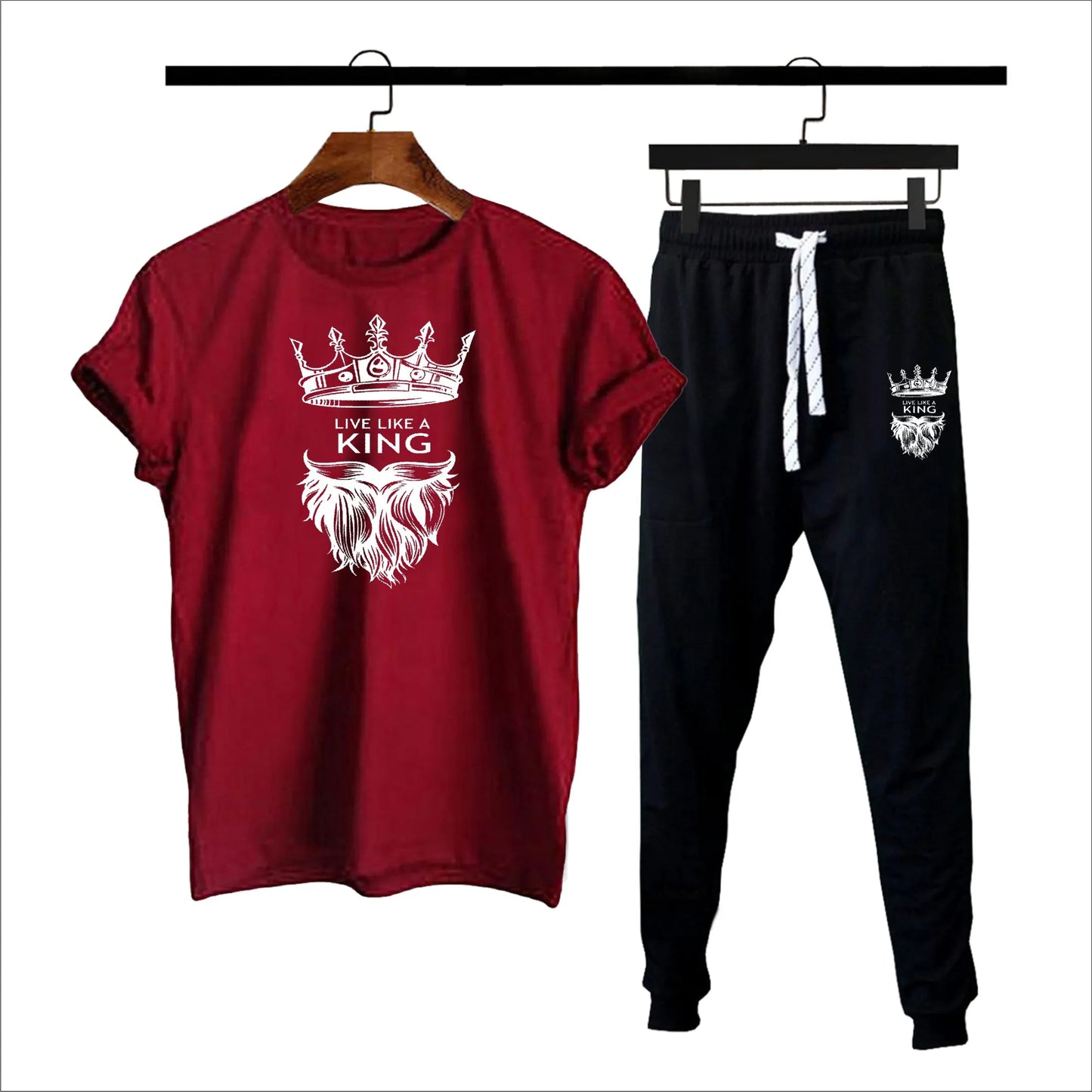king printed summer trackuit trouser & t-shirt for men and boys