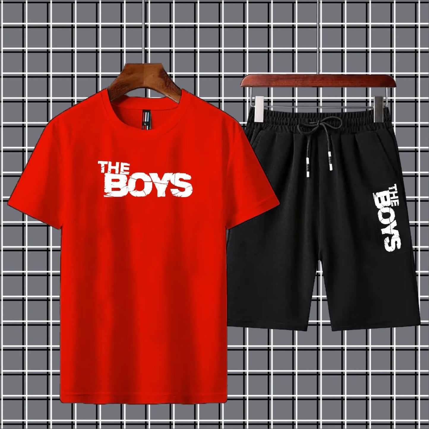 The boys printed tshirt+trouser tracksuit for men&boys-black