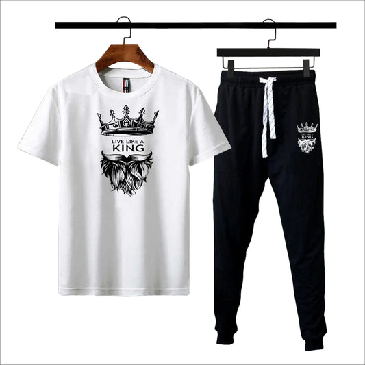 king printed summer trackuit trouser & t-shirt for men and boys