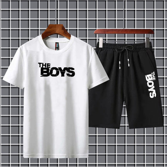 The boys printed tshirt+trouser tracksuit for men&boys-black