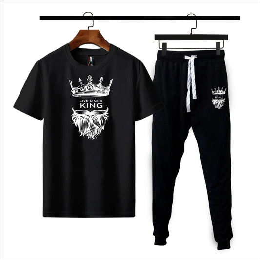king printed summer trackuit trouser & t-shirt for men and boys
